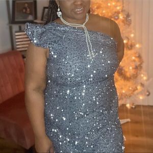 Powder blue sequin gown